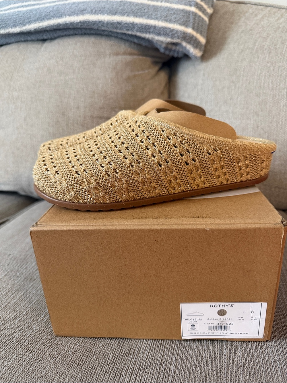 Rothy's Casual Clog in Metallic Golden Crochet - Picture 2 of 4